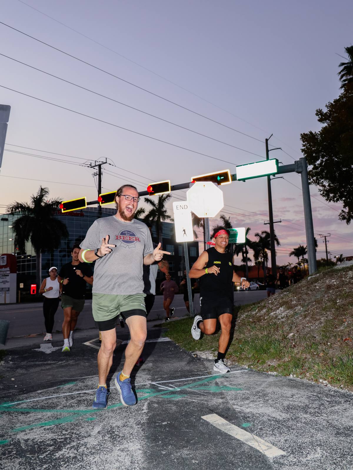 Runner celebrating at the finish